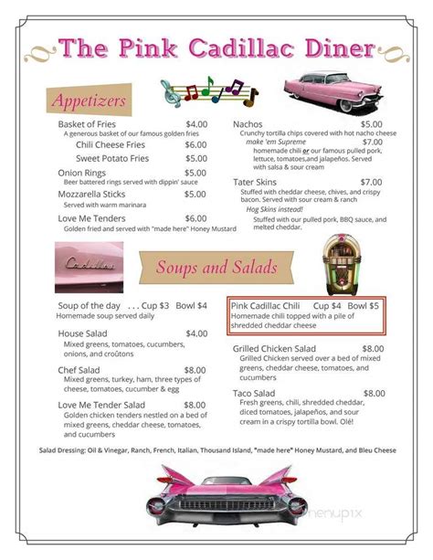 pink cadillac 8th street menu.